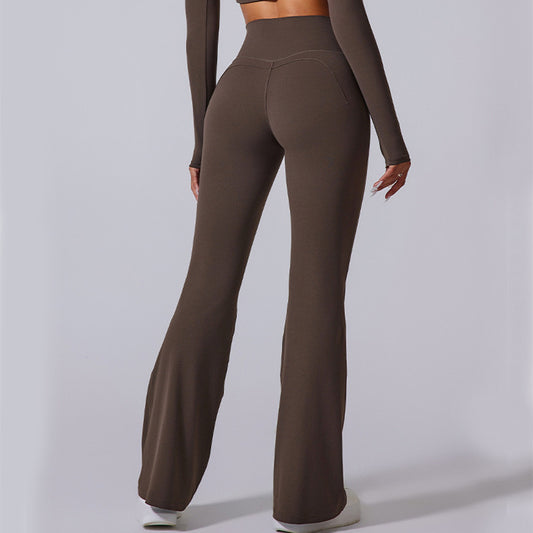 High Waist Flared Pants – Back View, Soft and Flexible Women’s Trousers”