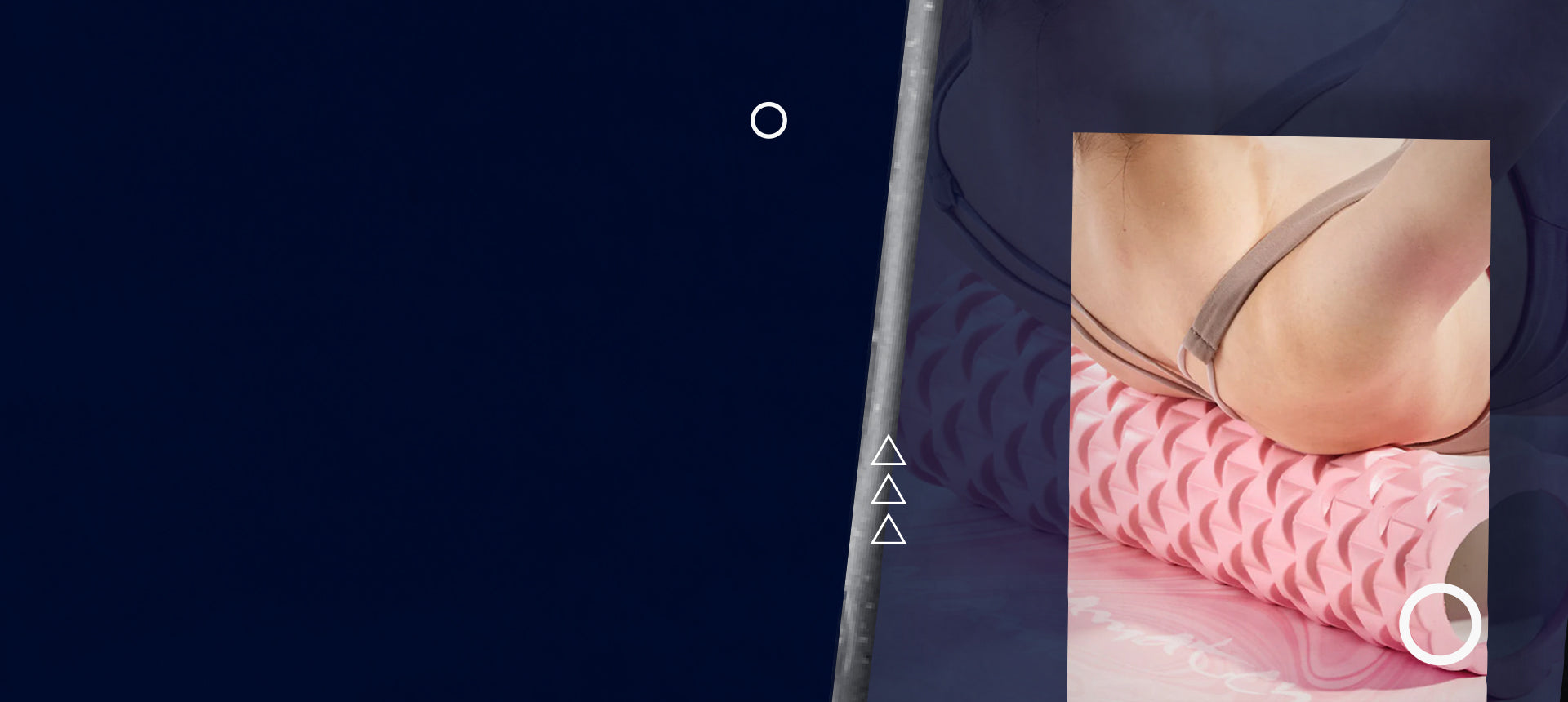 Partial view of a person wearing a bra on a dark background